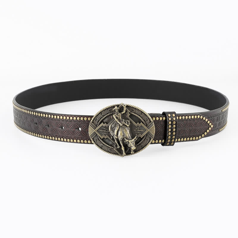 Men's Casual Retro Riding Bull Leather Belt - image 2