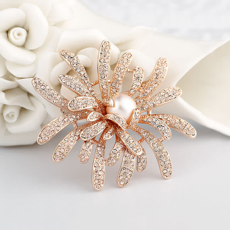 Women's Coralline Floral Pearl Brooch - image 1