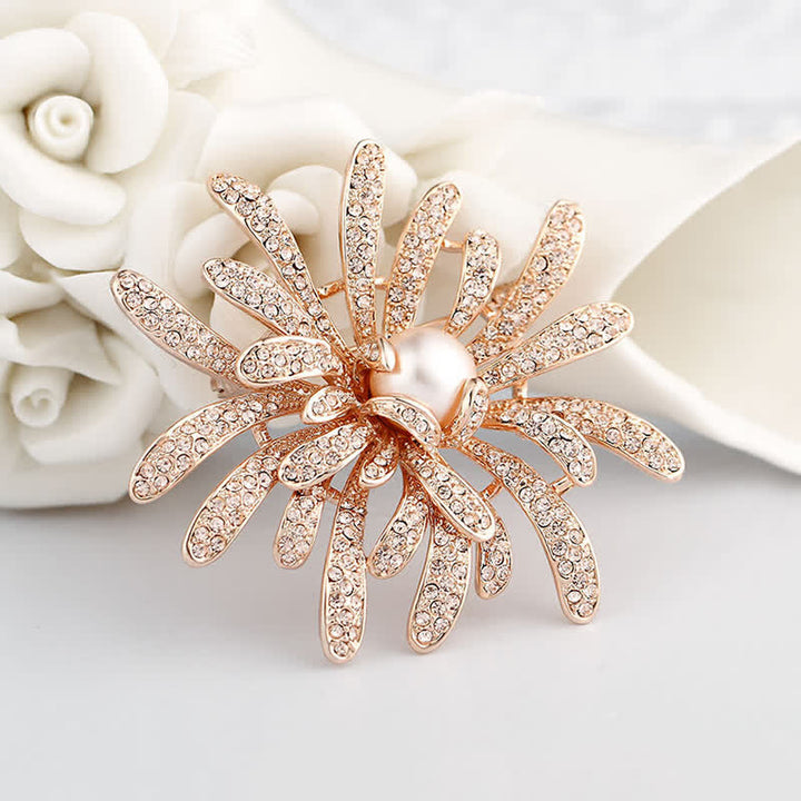 Women's Coralline Floral Pearl Brooch - image 1