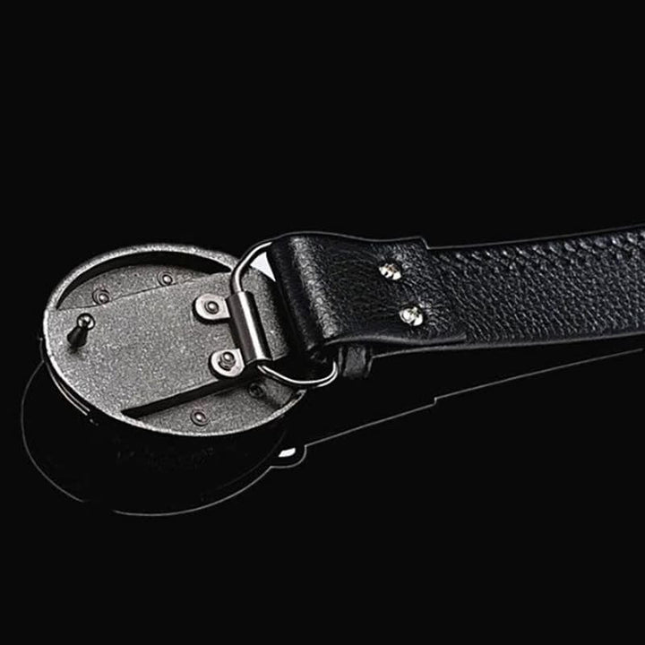Men's Flying Dragon Leather Belt With Folding Knife - image 3