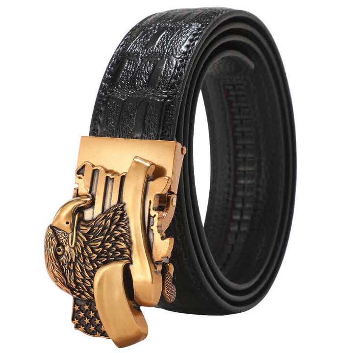 Men's Bald Eagle USA Flag Automatic Buckle Leather Belt - Bald Eagle - 46 - image 0