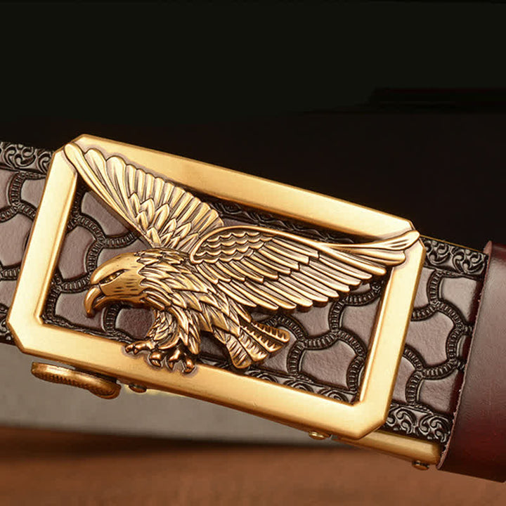 Men's Vintage Hollow Eagle Buckle Leather Belt - image 3