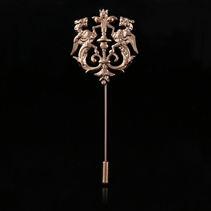 Men's Hollow Double Lion Brooch Pin - image 3