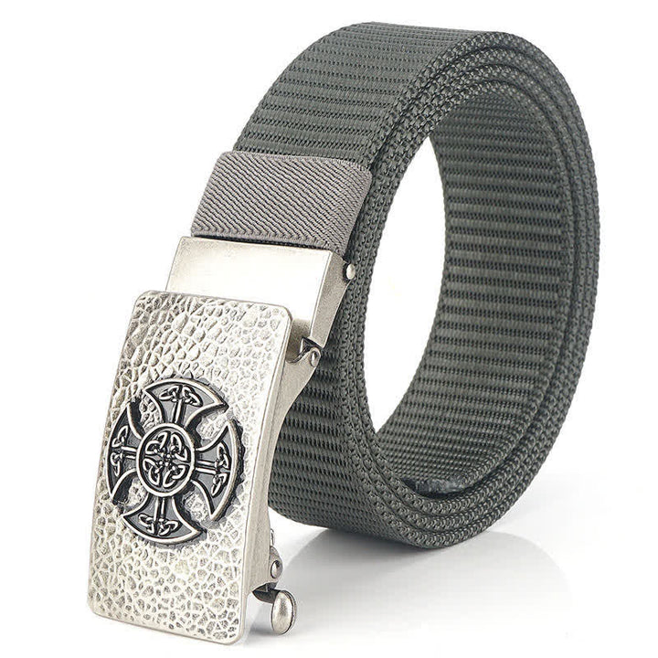 Men's Retro Style Leisure Nylon Belt - Gray / Silver - 48" - image 20