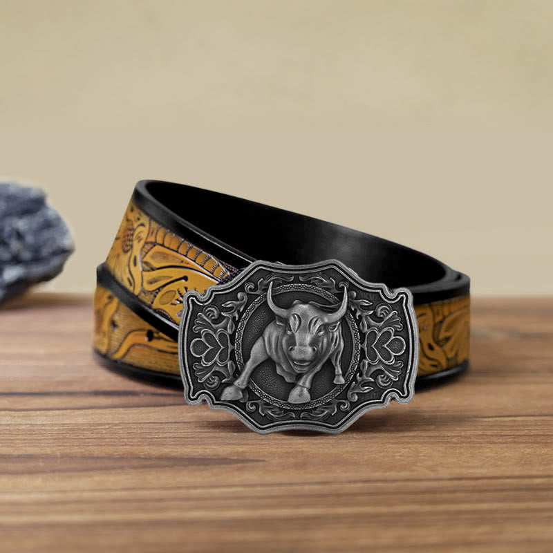 Men's DIY Matador Buckle Leather Belt - Silver - SandyBrown Belt (40) - image 19