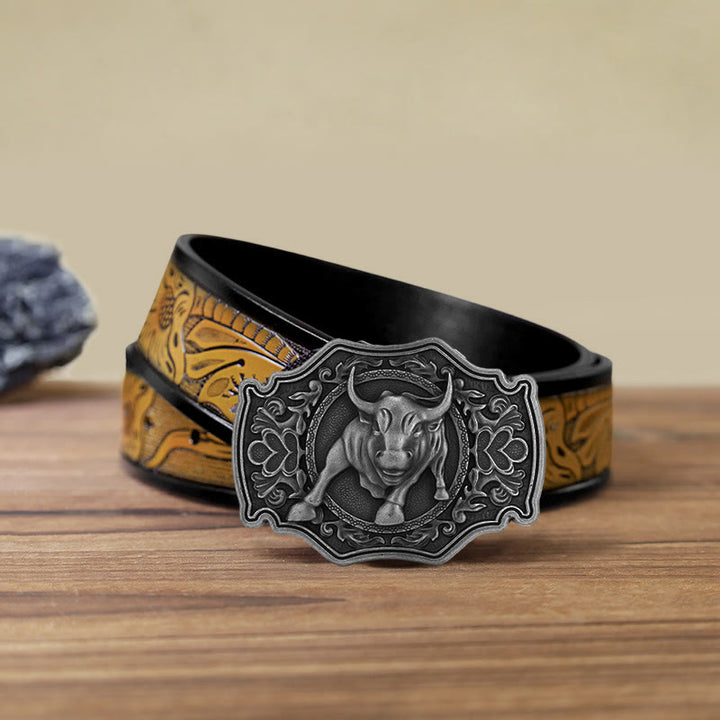Men's DIY Matador Buckle Leather Belt - Silver - SandyBrown Belt (40) - image 19