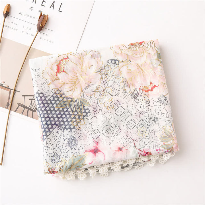Women's Thin Voile Floral Lace Scarf - image 4