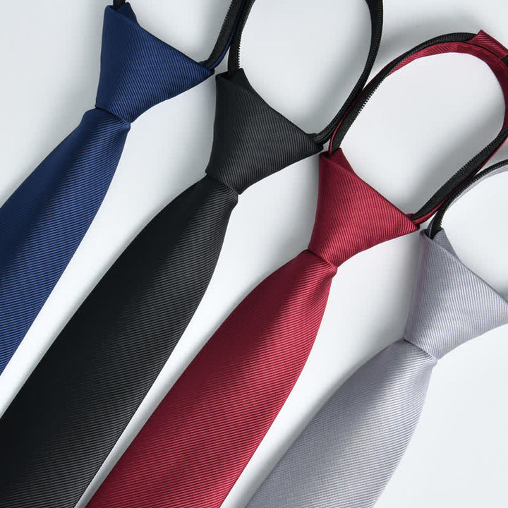 Men's Solid Color Zipper Tie Adjustable Necktie - image 0