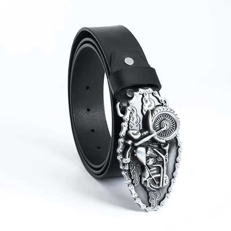 Men's Punk Locomotive Motorcycle Leather Belt - image 3