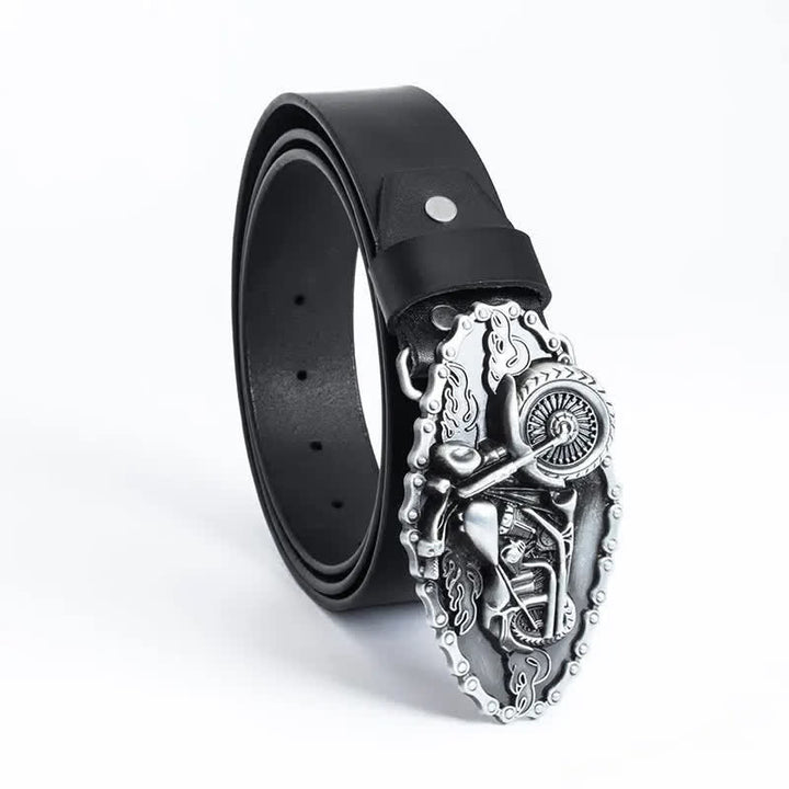 Men's Punk Locomotive Motorcycle Leather Belt - image 3