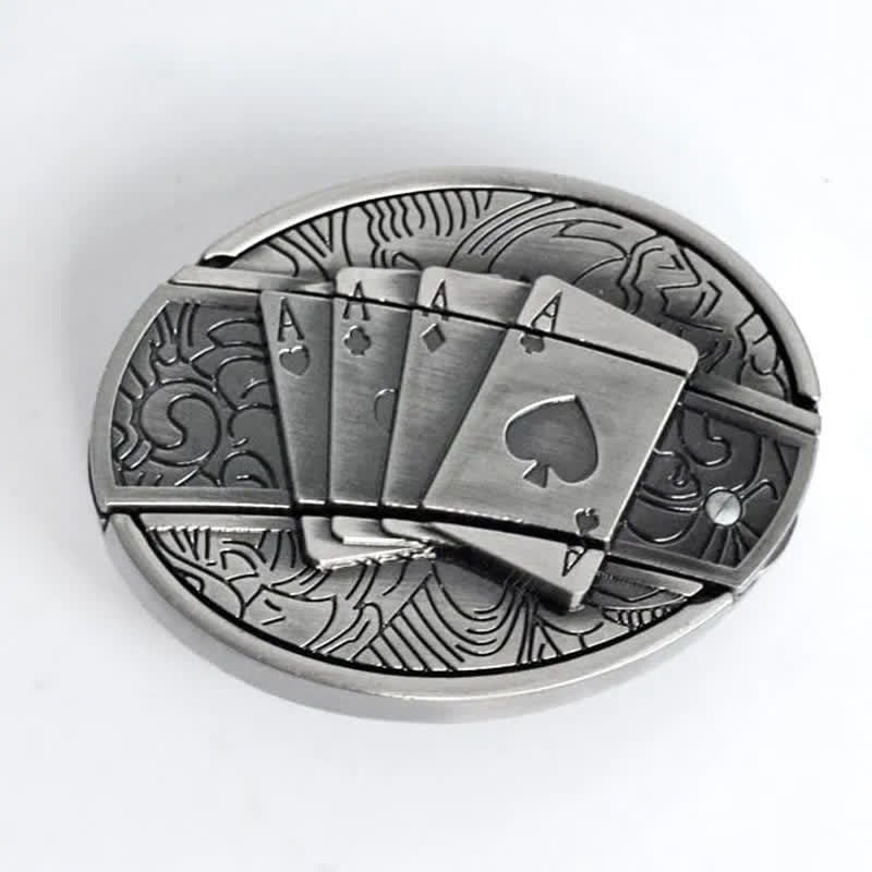 Men's Poker 4 Ace Leather Belt With Folding Knife - image 6