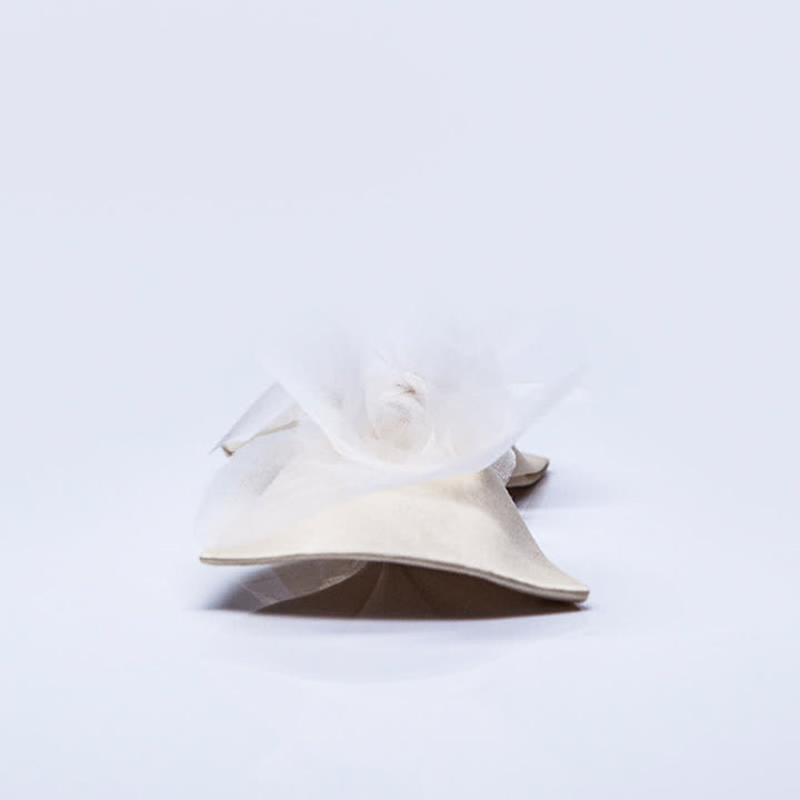 Men's Classy Warm Ivory White Organza Bow Tie - image 3