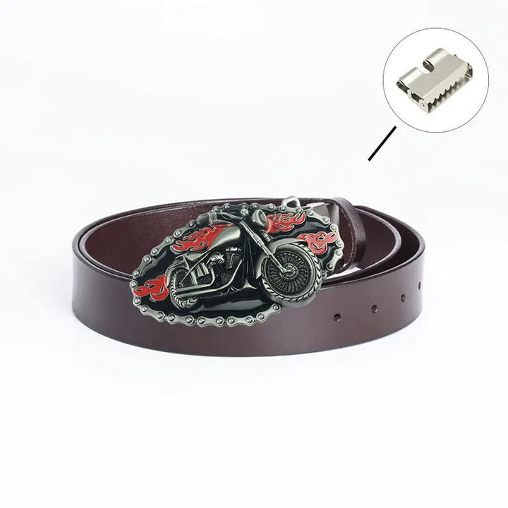 Men's Punk Locomotive Motorcycle Leather Belt - Iron Linker - Brown / Black - 46 - image 23