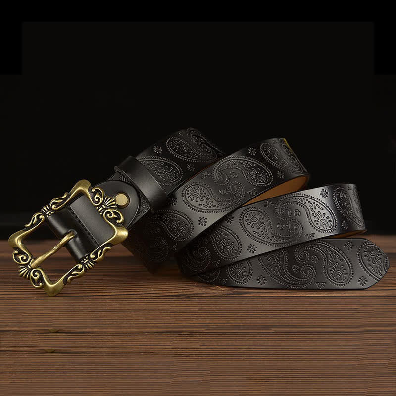 Women's Retro Floral Decorative Leather Belt - image 2