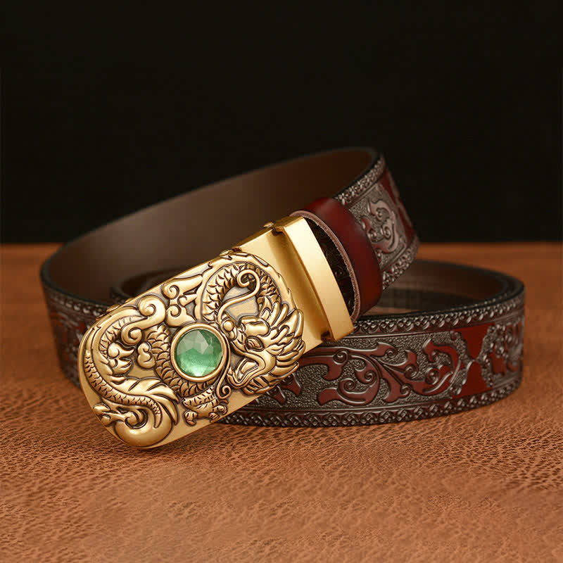 Men's Engraved Dragon Gemstone Leather Belt - image 15