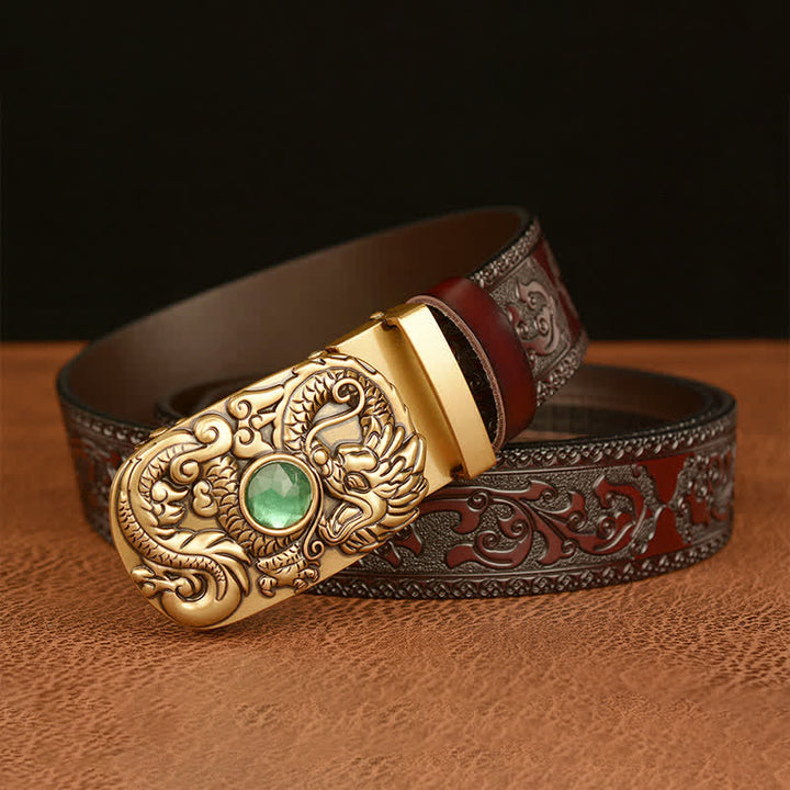 Men's Engraved Dragon Gemstone Leather Belt - image 15