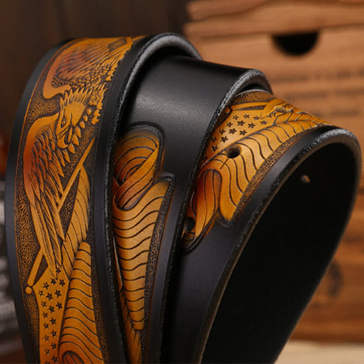Men's Sharp Eyes 3D Vulture Head Eagle Buckle Leather Belt - image 2