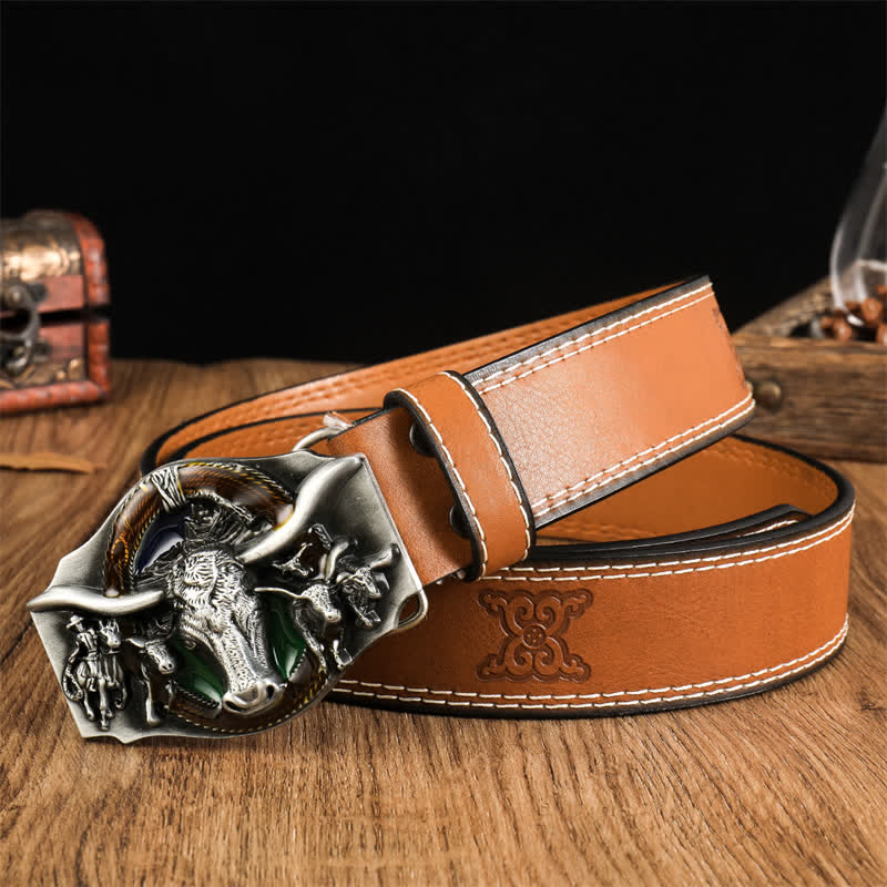 Men's Domineering Bull Head Leather Belt - Style #8 - 38 - image 9