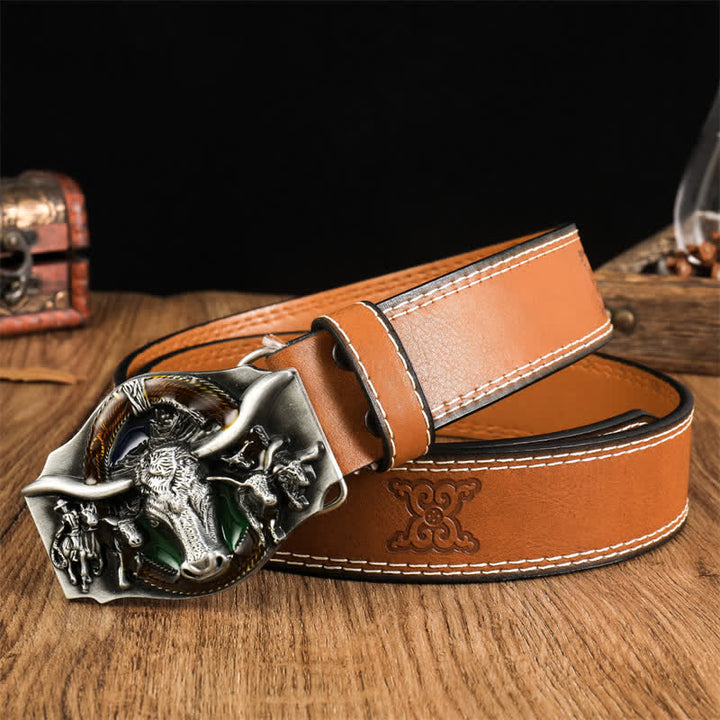Men's Domineering Bull Head Leather Belt - Style #8 - 38 - image 9