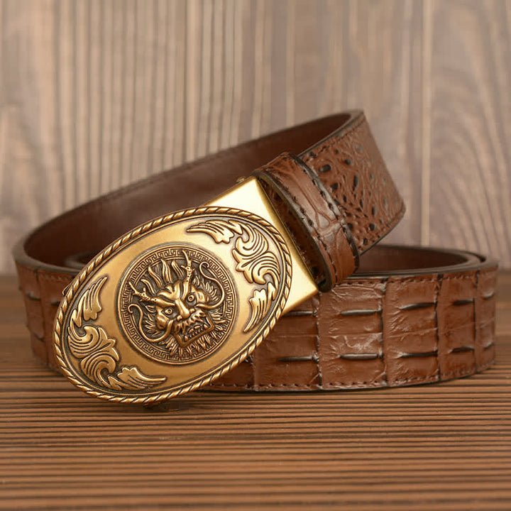 Men's Dragon Head Crocodile Pattern Leather Belt - image 2
