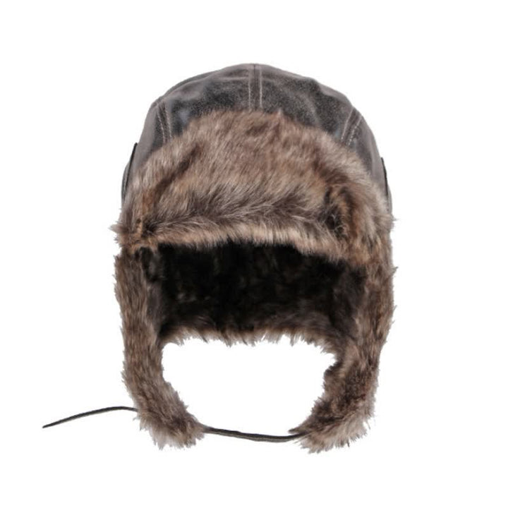 Soft Fluffy Ear Protection Imitation Leather Trapper Hat - image 5