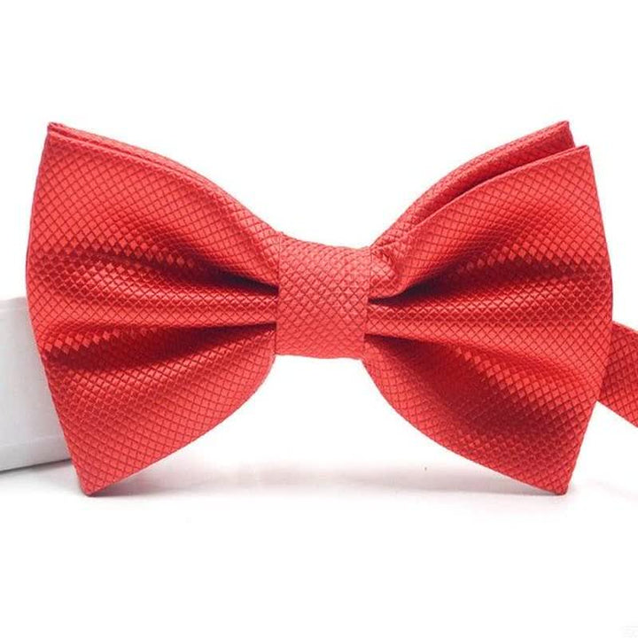 Men's Micro-checked Basic Color Bow Tie - Red - image 1