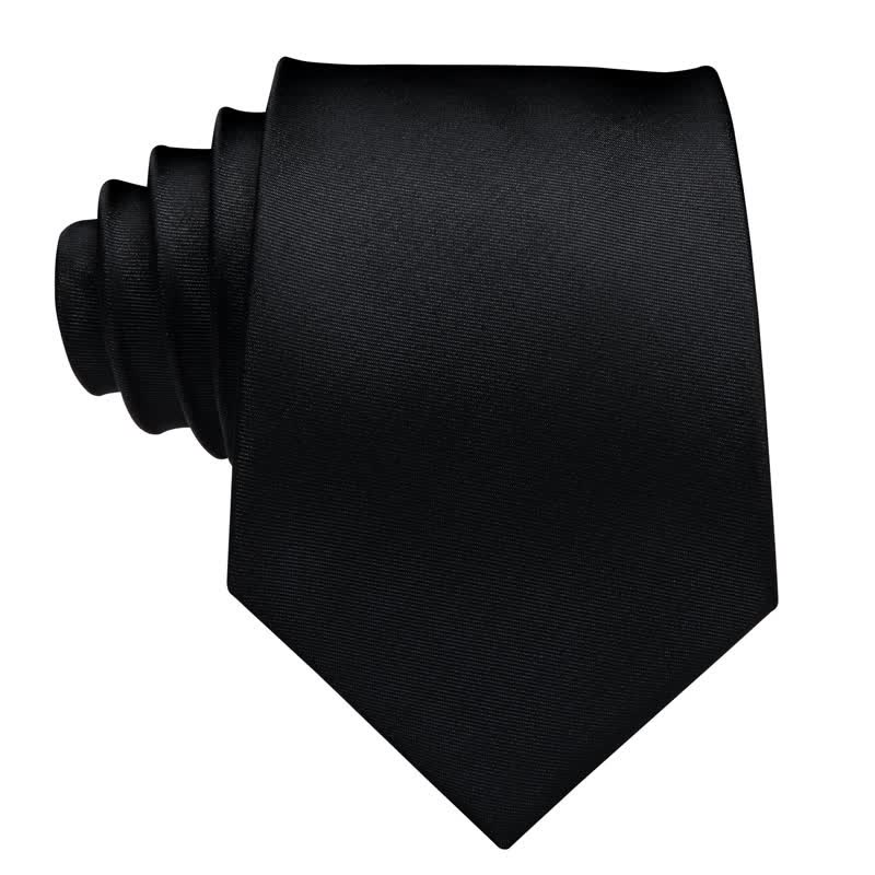 3Pcs Black Men's Noble Solid Color Necktie Set - image 1