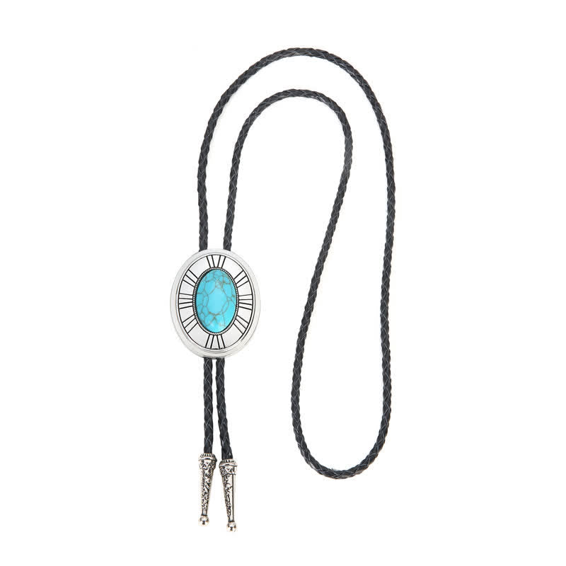 Oval Natural Agate Stone Medallion Bolo Tie - image 5