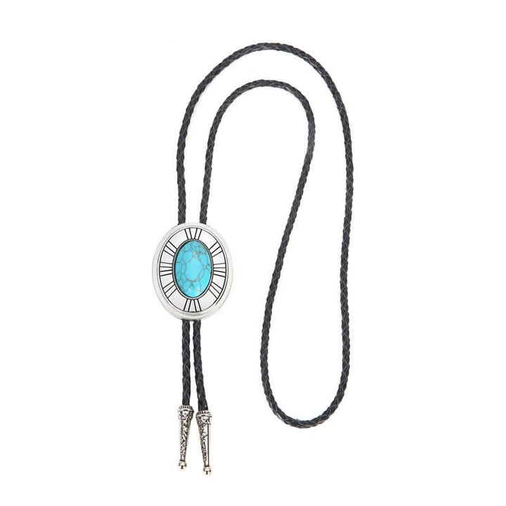 Oval Natural Agate Stone Medallion Bolo Tie - image 5