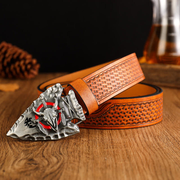 Men's Domineering Bull Head Ethnic Style Leather Belt - Style #2 - 42 - image 2