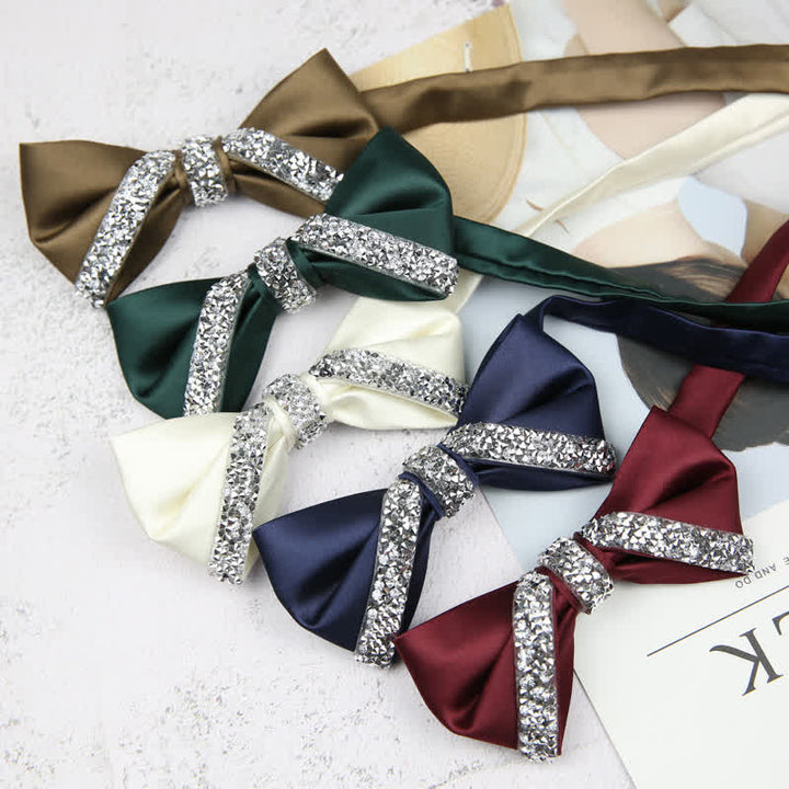 Men's Glittering Rhinestone Wedding Bow Tie - image 5