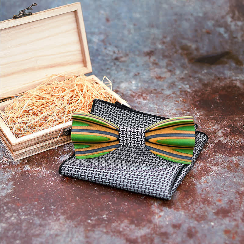 2Pcs Men's Dazzling Laser Engraving Wooden Bow Tie Set - image 3