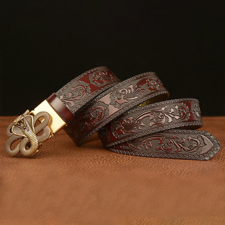 Men's Snake Medallion Buckle Leather Belt - image 4