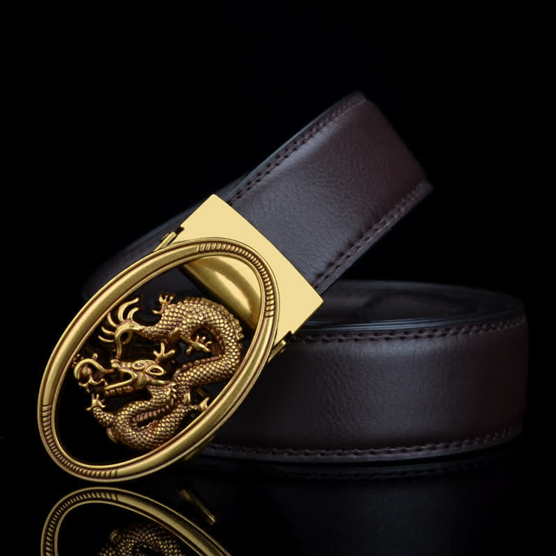 Men's Vintage Flying Dragon Leather Belt - image 5