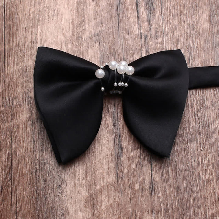Men's Black Personality Pearls Bow Tie - Oversize #2 - image 12
