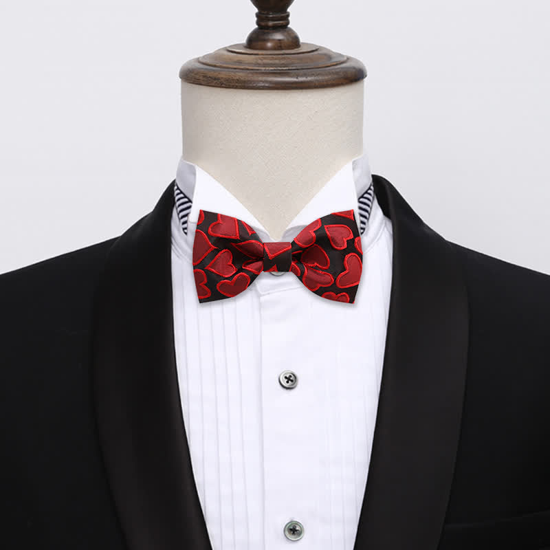 Men's Love Heart Embroidery Bow Tie - image 1