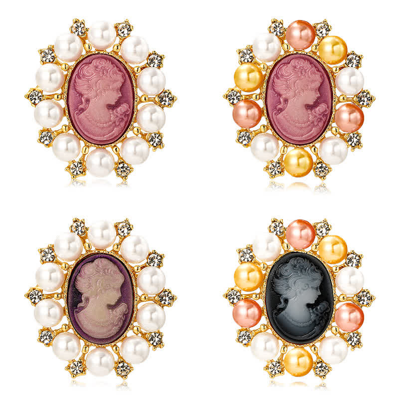 Women's Palace Relief Beauty Pearl Brooch - image 10