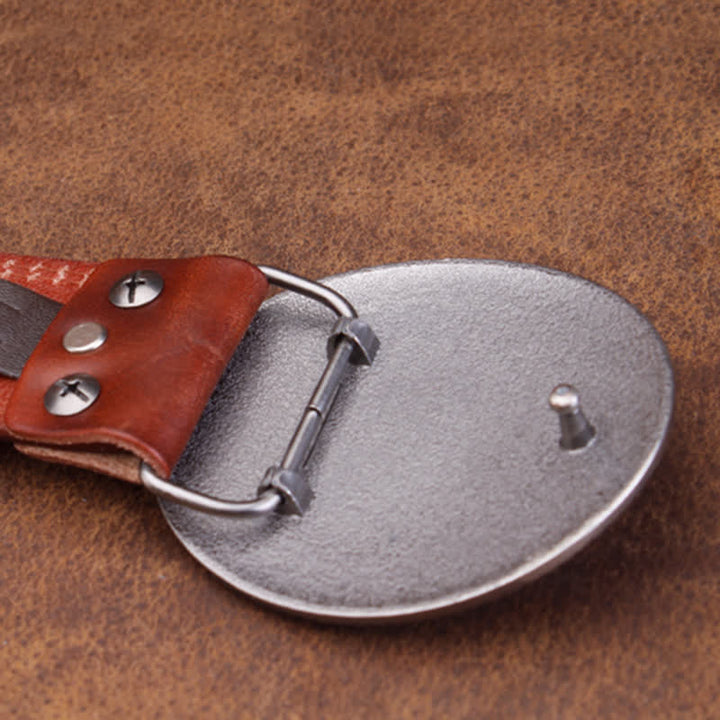 Unisex Carved Rose Turquoise Jade Agate Leather Belt - image 3