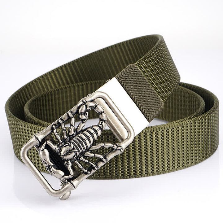 Men's King Scorpion Simple Nylon Belt - Army Green / Silver - 48" - image 16