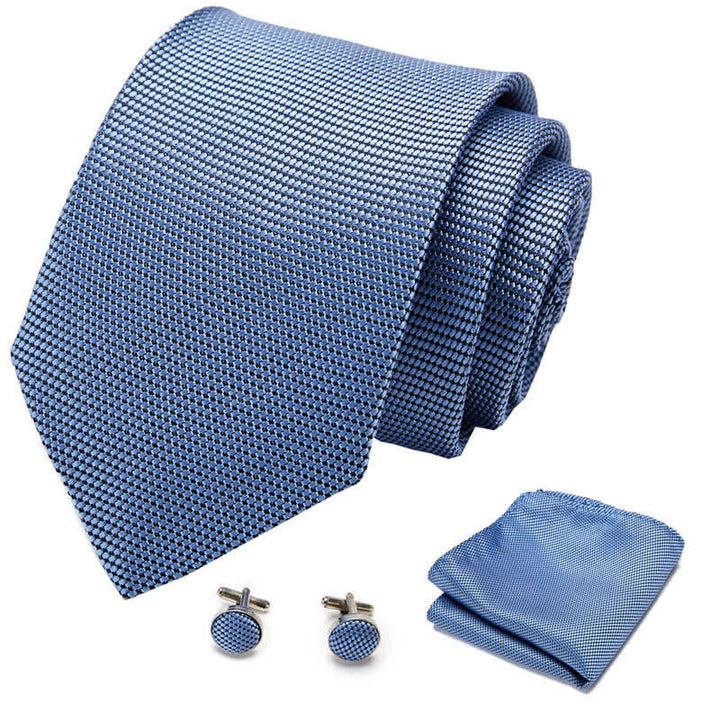 3Pcs LightSkyBlue Men's Solid Color Necktie Set - image 1