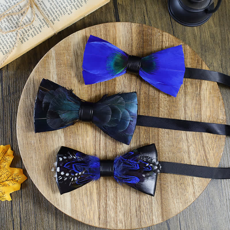 Blue Peacock Feather Bow Tie Collection Bundle - image 0