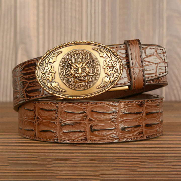 Men's Dragon Head Crocodile Pattern Leather Belt - image 3