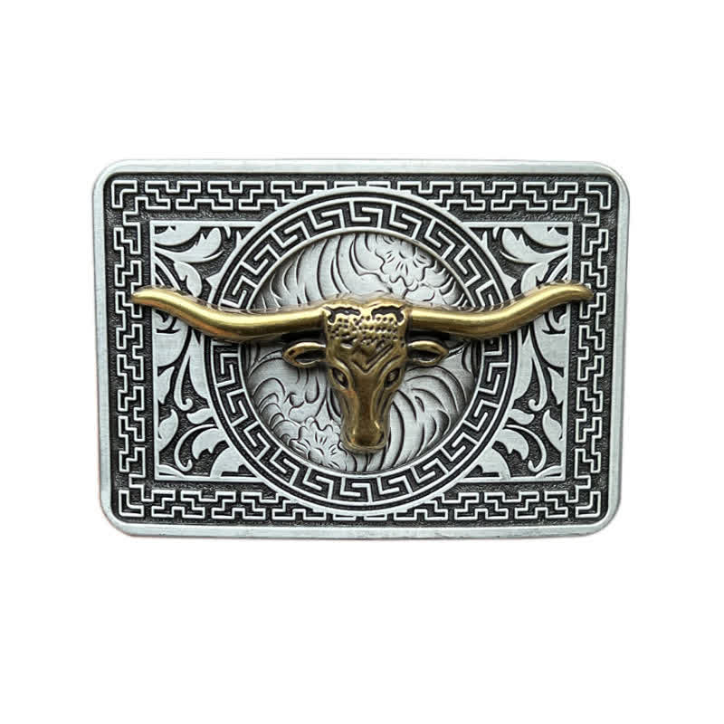 Men's DIY  Weatern Buckle Leather Belt - Gold - Without Belt - image 3