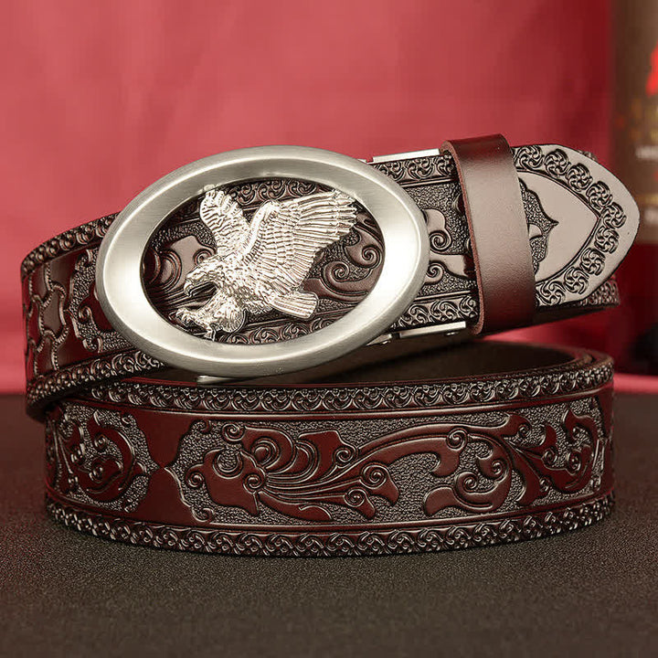 Men's Majesty Soaring Tercel Leather Belt - Silver & Brown - 46 - image 11