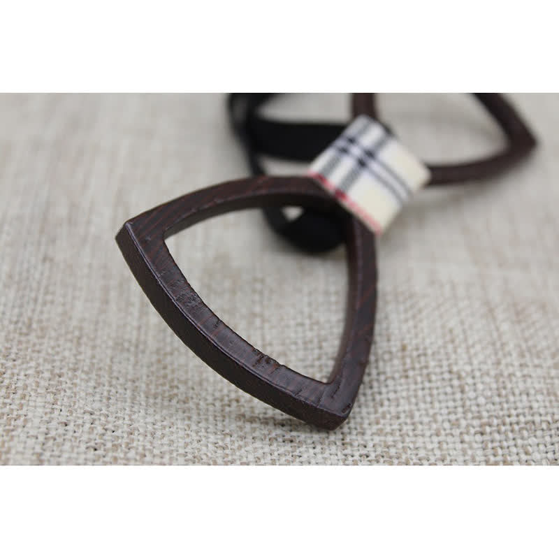 Men's Dark Hollow Glasses Wooden Bow Tie Set - image 3