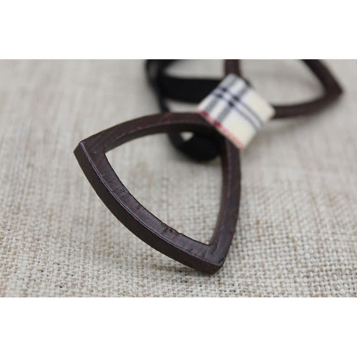 Men's Dark Hollow Glasses Wooden Bow Tie Set - image 3