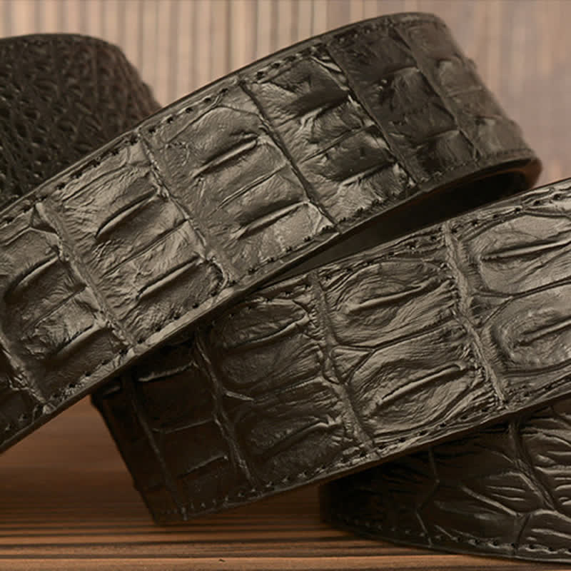 Men's Eagle Head Crocodile Embossed Leather Belt - image 7
