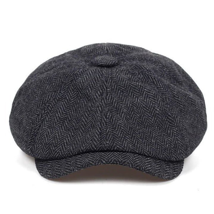 Retro Herringbone Octagonal Beret Hat - Black - Adjustable (about 22"-24") - image 6