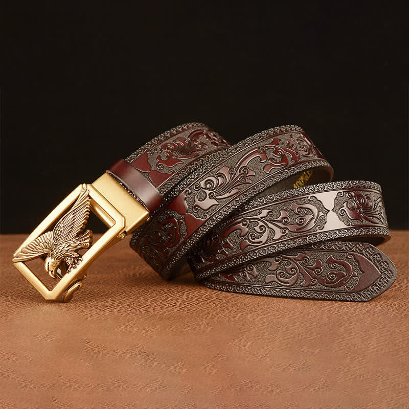 Men's Vintage Hollow Eagle Buckle Leather Belt - image 2