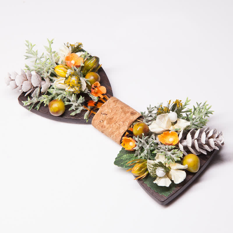 Men's Vintage Forest Bouquet Wooden Bow Tie - image 2